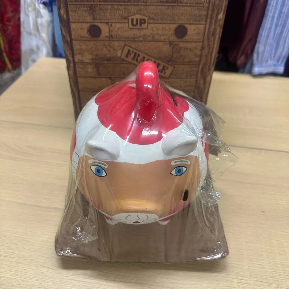 Pigmentations Bisque Piggy Bank With Pizzaz Hand Painted Vintage NIB